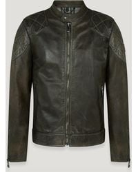 Belstaff - Giacca Legacy Outlaw Uomo Pelle Cerata A Mano Verde Oliva Scuro - Lyst