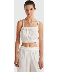 Benetton - Cropped 100% Cotton Top - Lyst