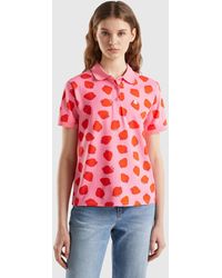 Benetton - Rosa Poloshirt Mit Erdbeer-pattern - Lyst