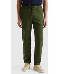 Benetton - Canvas Trousers With Drawstring - Lyst