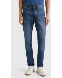 Benetton - Benetton, Vaqueros Slim Fit Con Cinco Bolsillos, Azul, Hombre - Lyst