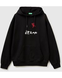 Benetton - Benetton, Sweatshirt With Hood And Slogan Print - Lyst