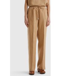 Benetton - Trousers In Pure Linen With Elastic - Lyst