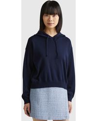 Benetton - Sweater With Hood And Drawstring - Lyst