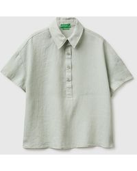 Benetton - Benetton, 100% Linen Short-Sleeved Blouse - Lyst