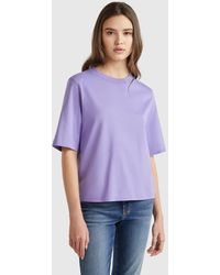 Benetton - Benetton, Camiseta Boxy Fit De 100 Algodón, Azul Violáceo, Mujer - Lyst