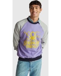 Benetton - Benetton, Sudadera De Corte Holgado De Stranger Things, Talla, Azul Violáceo, Hombre - Lyst