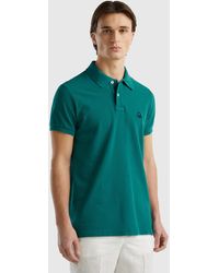 Benetton - Teal Green Slim Fit Polo - Lyst