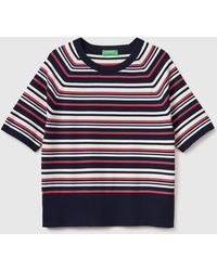 Benetton - Benetton, Striped Short-Sleeved Sweater - Lyst