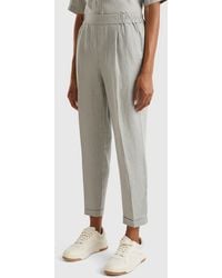 Benetton - Benetton, Regular Fit Pure Linen Trousers - Lyst