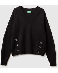 Benetton - Benetton, Knit Sweater With V-Neck - Lyst