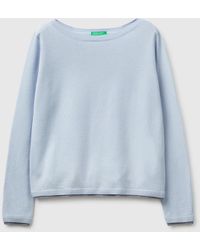 Benetton - Benetton, 100% Merino Wool Boat Neck Sweater - Lyst