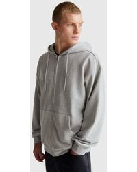 Benetton - Benetton, Sudadera De Algodón Con Cremallera Y Capucha. Talla, Gris Claro, Hombre - Lyst