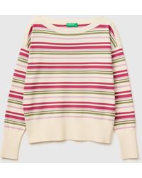 Benetton - Benetton, Striped Boat Neck Sweater - Lyst