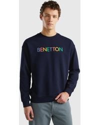 Benetton - Crew Neck Sweatshirt With Logo Print - Lyst