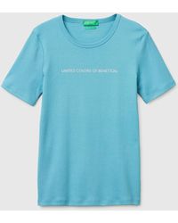 Benetton - Benetton, Short Sleeve T-Shirt With Glitter Logo - Lyst
