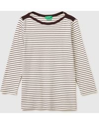 Benetton - Benetton, Striped T-Shirt With Boat Neck - Lyst