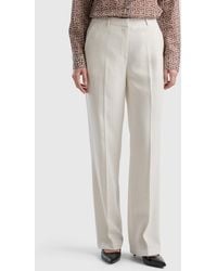 Benetton - Straight Leg Trousers With Crease - Lyst