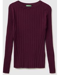 Benetton - Benetton, Fitted Ribbed Sweater - Lyst