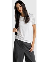 Benetton - Benetton, T-Shirt 100% Cotone Con Stampa Logo Glitter, Taglia, Bianco, Donna - Lyst