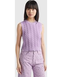 Benetton - Gilet Cropped A Trecce - Lyst