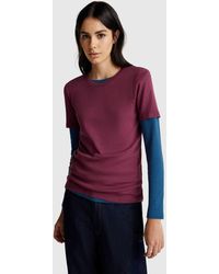 Benetton - Benetton, T-Shirt Regular Fit, Bordeaux, Donna - Lyst