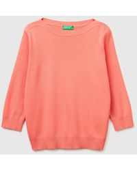 Benetton - Benetton, Dark Sweater With Boat Neck - Lyst
