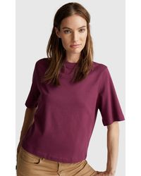 Benetton - Benetton, T-Shirt Coupe Boxy 100% Coton, Bordeaux, Femme - Lyst
