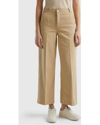 Benetton - High-waisted Trousers With Wide Leg - Lyst