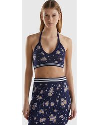 Benetton - Cropped Top In Floral Knit - Lyst