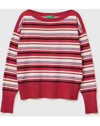 Benetton - Benetton, Striped Boat Neck Sweater - Lyst