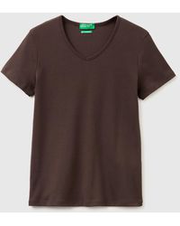 Benetton - Benetton, Slim Fit T-Shirt With V-Neck - Lyst