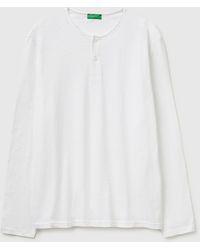 Benetton - Benetton, T-Shirt With Henley Neck - Lyst