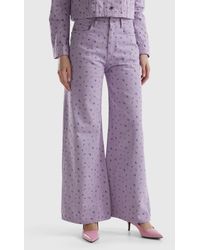 Benetton - Wide Trousers With Floral Print - Lyst
