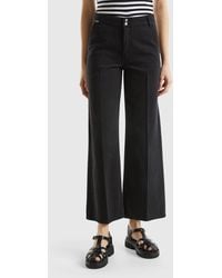 Benetton - High-waisted Trousers With Wide Leg - Lyst