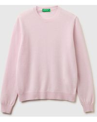 Benetton - Benetton, Light Lilac Crew Neck Sweater - Lyst