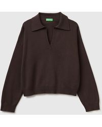 Benetton - Benetton, Premium Cotton Polo Neck Sweater - Lyst