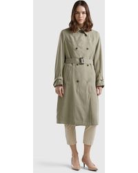 Benetton - Double-breasted Midi Trench Coat - Lyst