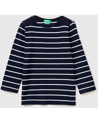 Benetton - Benetton, Striped T-Shirt With Boat Neck - Lyst