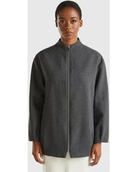 Benetton - Benetton, Wool Blend Bomber Coat, , Dark - Lyst