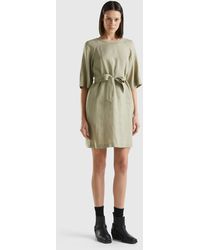 Benetton - Short Dress In Pure Linen - Lyst