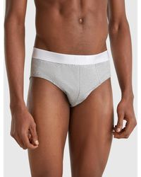 Benetton - Benetton, Slip Aus Baumwollmischung, Grau - Lyst