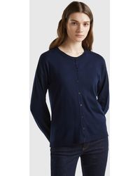 Benetton - Crew Neck Cardigan With Buttons - Lyst