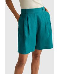 Benetton - Benetton, Bermudashorts Aus 100 Leinen, Größe, Dunkelgrün, Damen - Lyst