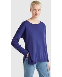 Benetton - Benetton, Jersey Over Fit De Algodón, Azul, Mujer - Lyst