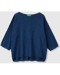 Benetton - Benetton, Boxy Fit Linen Blend Sweater - Lyst