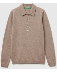 Benetton - Benetton, Poloshirt Aus Kaschmirmischung, Größe, Damen - Lyst