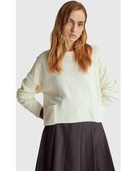 Benetton - Benetton, Suéter De Mezcla De Lana Y Viscosa, Talla, Blanco Crema, Mujer - Lyst