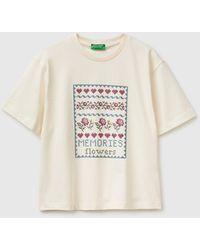Benetton - Benetton, T-Shirt With Embroidery - Lyst