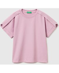 Benetton - Benetton, T-Shirt With Pleat On The Shoulders - Lyst